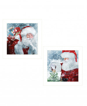 Homeroots Set Of Two Santas Blessings 5 White Framed Print Wall Art  Wood Print 408165