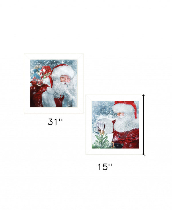 Homeroots Set Of Two Santas Blessings 5 White Framed Print Wall Art  Wood Print 408165