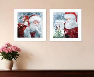 Homeroots Set Of Two Santas Blessings 5 White Framed Print Wall Art  Wood Print 408165
