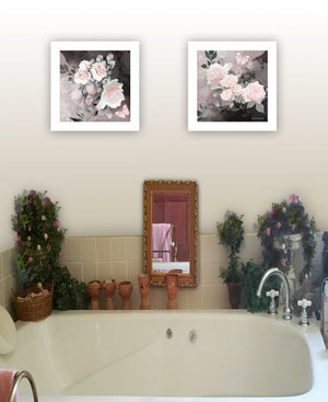 Homeroots Set Of Two Noir Roses 5 White Framed Print Wall Art  Wood Print 408166