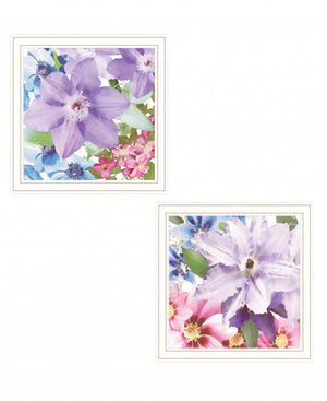 Homeroots Set Of Two Clematis 1 White Framed Print Wall Art White Wood Print 408167