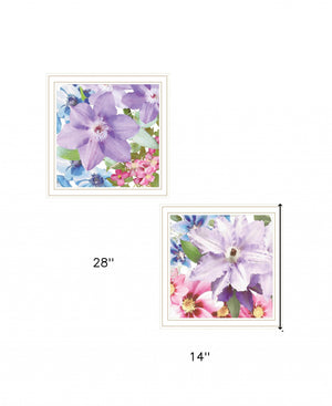 Homeroots Set Of Two Clematis 1 White Framed Print Wall Art White Wood Print 408167