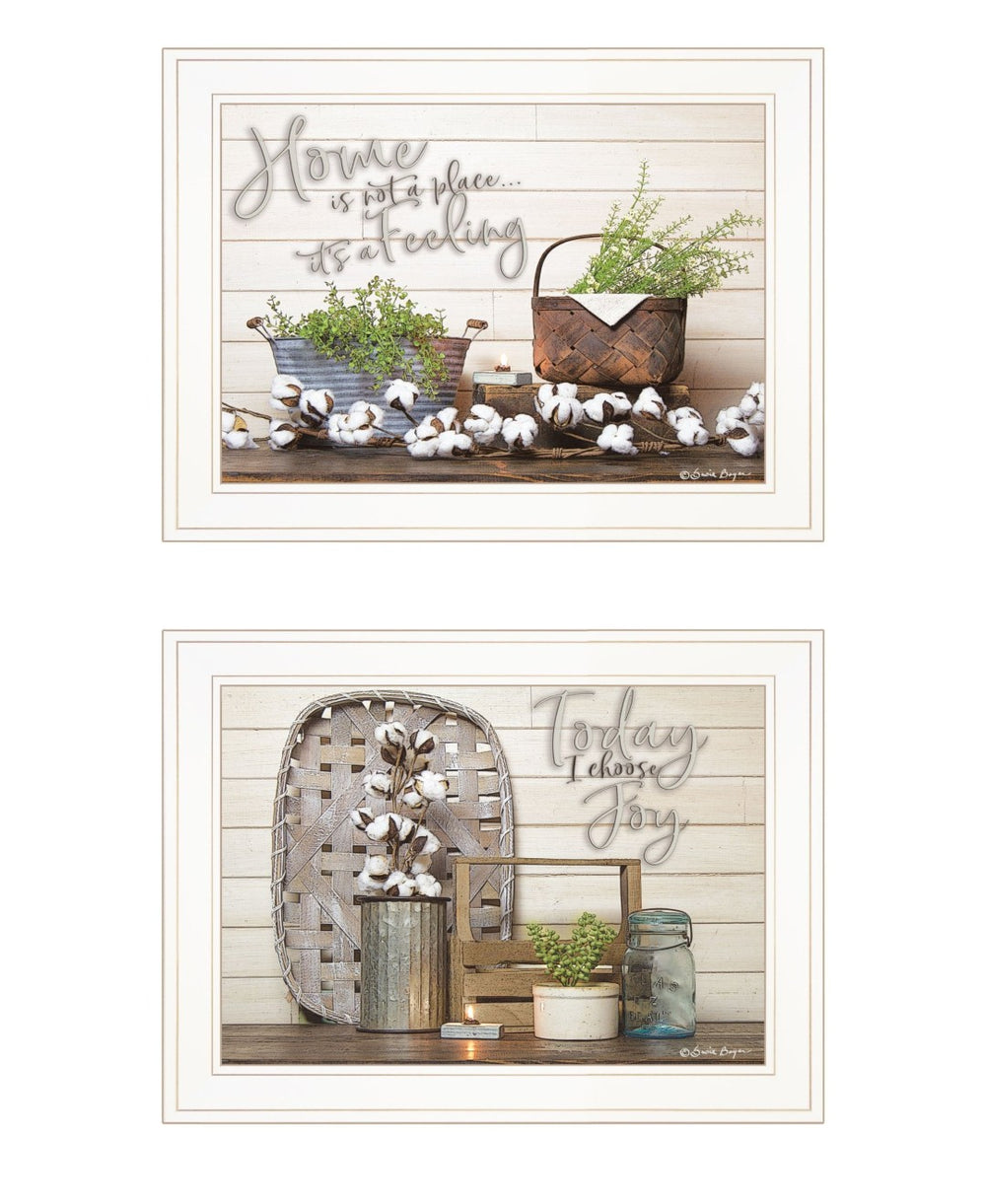 HomeRoots Set of Two Choose Joy Framed Prints - Modern Farmhouse Wall Art for Brightening Your Space 408173