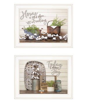 HomeRoots Set of Two Choose Joy Framed Prints - Modern Farmhouse Wall Art for Brightening Your Space 408173