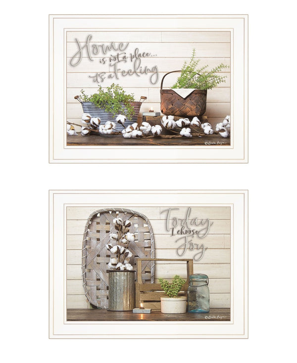 HomeRoots Set of Two Choose Joy Framed Prints - Modern Farmhouse Wall Art for Brightening Your Space 408173