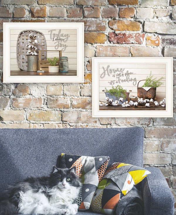HomeRoots Set of Two Choose Joy Framed Prints - Modern Farmhouse Wall Art for Brightening Your Space 408173
