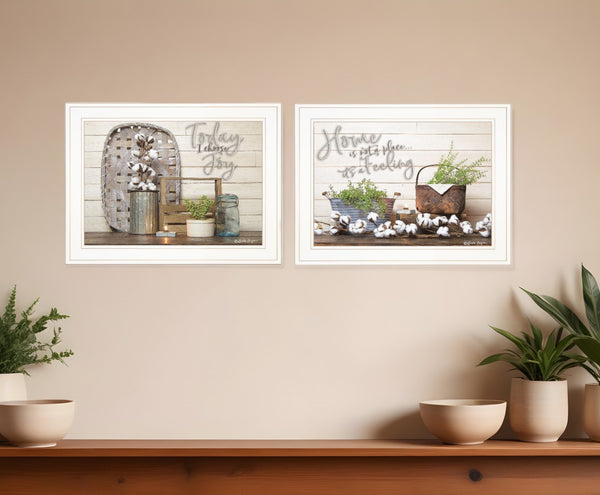 HomeRoots Set of Two Choose Joy Framed Prints - Modern Farmhouse Wall Art for Brightening Your Space 408173