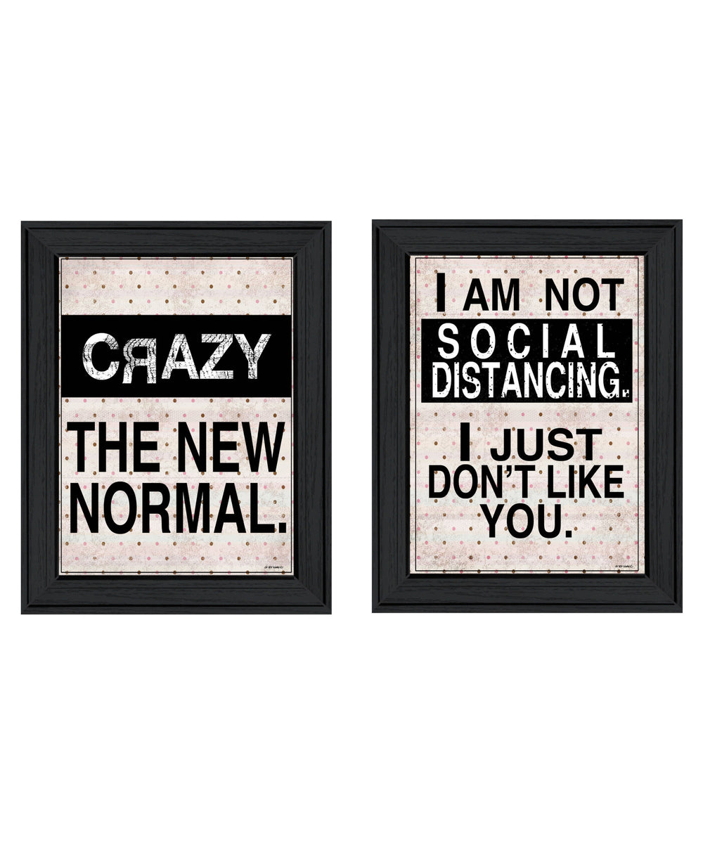 Homeroots Set Of Two The New Normal Black Framed Print Wall Art  Wood Print 408177