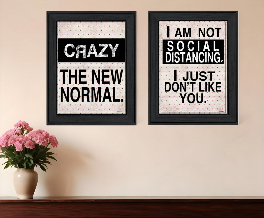Homeroots Set Of Two The New Normal Black Framed Print Wall Art  Wood Print 408177