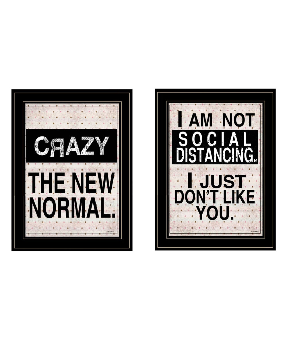 HomeRoots Set of Two Modern Farmhouse Framed Print Wall Art for Stylish Home Décor and Easy Installation Black and Gold 408178