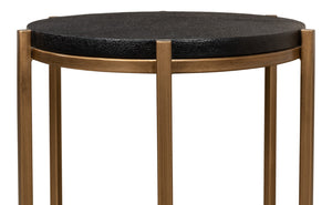 Sarreid Stillwell Side Table - Elegant Black Leather & Antique Gold Iron For Chic Modern Living Spaces Black  40817
