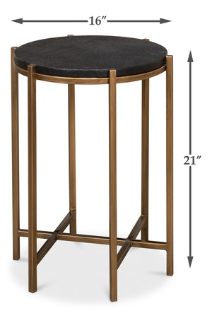 Sarreid Stillwell Side Table - Elegant Black Leather & Antique Gold Iron For Chic Modern Living Spaces Black  40817