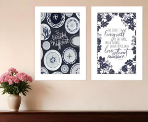Homeroots Set Of Two The Secret Beauty White Framed Print Wall Art  Wood Print 408183