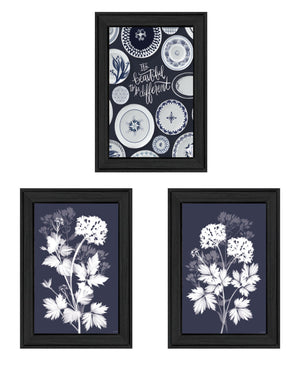 Homeroots Set Of Three Its Beautiful To Be Different Black Framed Print Wall Art Charcoal Wood Print 408186