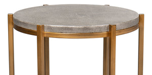 Sarreid Spence Side Table - Luxurious Black Shagreen Finish With Antique Gold Base - Elegant Home Accent Black  40818