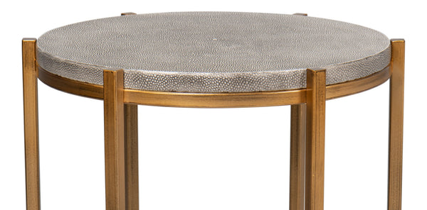 Sarreid Spence Side Table - Luxurious Black Shagreen Finish With Antique Gold Base - Elegant Home Accent Black  40818