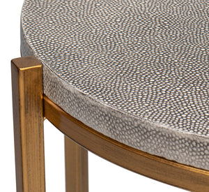 Sarreid Spence Side Table - Luxurious Black Shagreen Finish With Antique Gold Base - Elegant Home Accent Black  40818