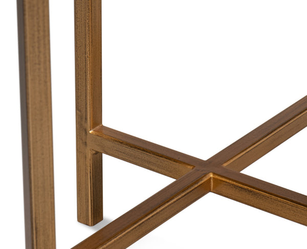 Sarreid Spence Side Table - Luxurious Black Shagreen Finish With Antique Gold Base - Elegant Home Accent Black  40818