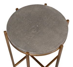 Sarreid Spence Side Table - Luxurious Black Shagreen Finish With Antique Gold Base - Elegant Home Accent Black  40818