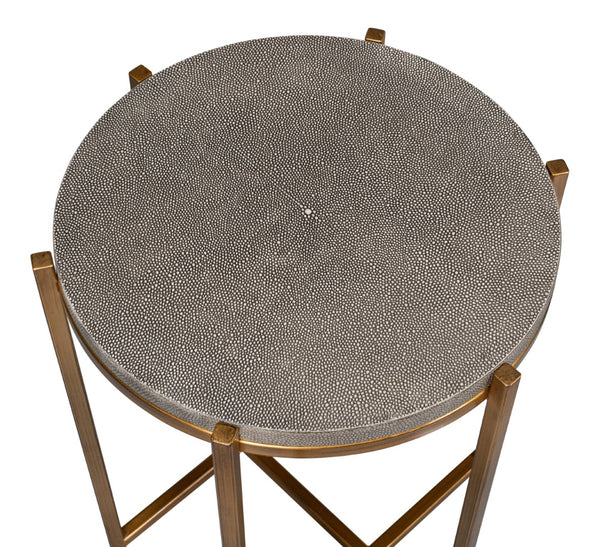 Sarreid Spence Side Table - Luxurious Black Shagreen Finish With Antique Gold Base - Elegant Home Accent Black  40818
