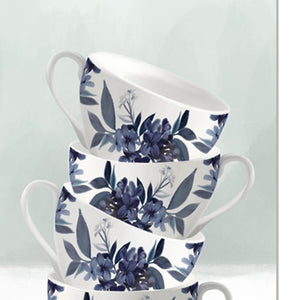 Homeroots Set Of Three Tea Tower With Cups And Sauces White Framed Print Kitchen Wall Art  Wood Print 408191