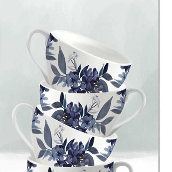 Homeroots Set Of Three Tea Tower With Cups And Sauces White Framed Print Kitchen Wall Art  Wood Print 408191