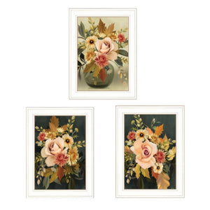 HomeRoots Set of 3 Rectangle Wood Assorted Bouquet Wall Art Panels for Modern Farmhouse Decor & Style 408197