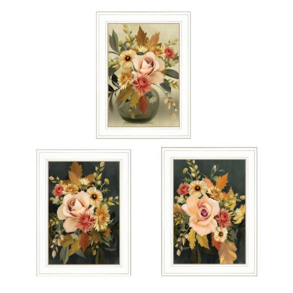 HomeRoots Set of 3 Rectangle Wood Assorted Bouquet Wall Art Panels for Modern Farmhouse Decor & Style 408197