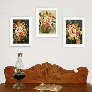 HomeRoots Set of 3 Rectangle Wood Assorted Bouquet Wall Art Panels for Modern Farmhouse Decor & Style 408197