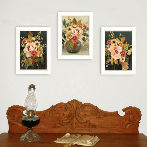 HomeRoots Set of 3 Rectangle Wood Assorted Bouquet Wall Art Panels for Modern Farmhouse Decor & Style 408197