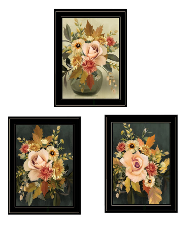HomeRoots Set of Three Rustic Autumn Framed Wall Art Prints – Warm Charm for Modern Farmhouse Decor Black and Gold 408198