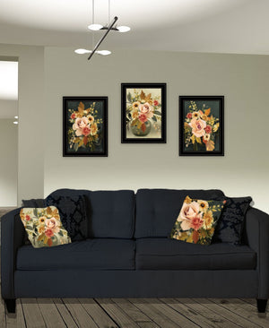 HomeRoots Set of Three Rustic Autumn Framed Wall Art Prints – Warm Charm for Modern Farmhouse Decor Black and Gold 408198