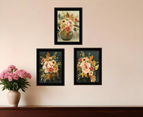 HomeRoots Set of Three Rustic Autumn Framed Wall Art Prints – Warm Charm for Modern Farmhouse Decor Black and Gold 408198