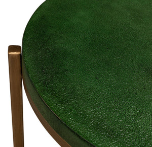Sarreid Hobart Side Table - Luxurious Green Shagreen Finish With Antique Gold Base - Elegant & Modern Design Green  40819