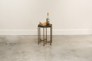 Sarreid Hobart Side Table - Luxurious Green Shagreen Finish With Antique Gold Base - Elegant & Modern Design Green  40819