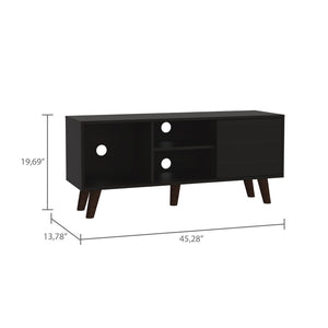 English Elm Edinburg, Low Profile Media Stand with Open Shelving and Cabinet for 50 Inch Tvs B128P148911