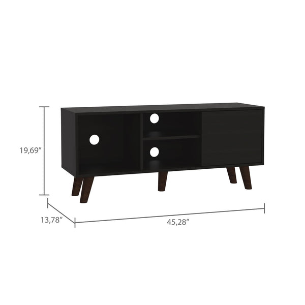 English Elm Edinburg, Low Profile Media Stand with Open Shelving and Cabinet for 50 Inch Tvs B128P148911