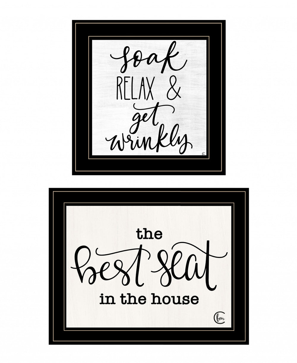 Homeroots Set Of Two The Best Seat In The House 2 Black Framed Print Bathroom Wall Art Black And Gold Wood Print 408205