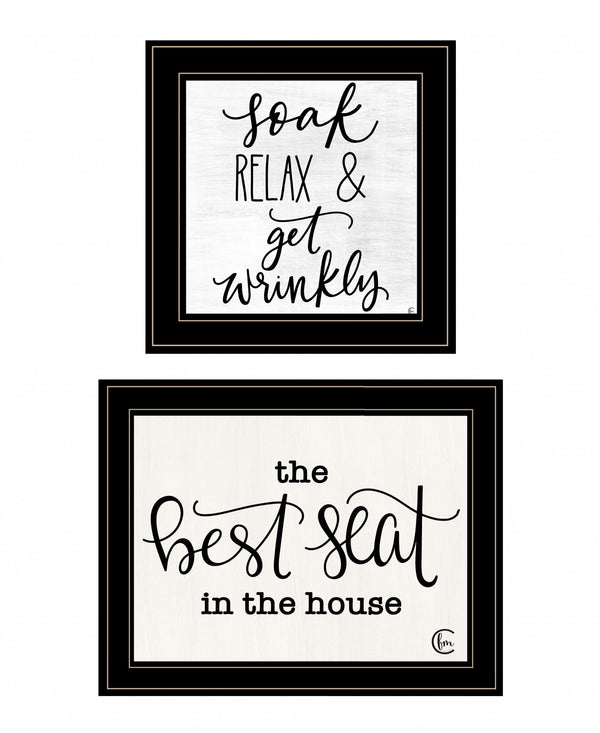 Homeroots Set Of Two The Best Seat In The House 2 Black Framed Print Bathroom Wall Art Black And Gold Wood Print 408205