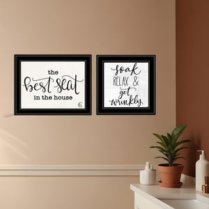 Homeroots Set Of Two The Best Seat In The House 2 Black Framed Print Bathroom Wall Art Black And Gold Wood Print 408205