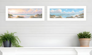 Homeroots Set Of Two The Seascape 1 White Framed Print Wall Art  Wood Print 408206