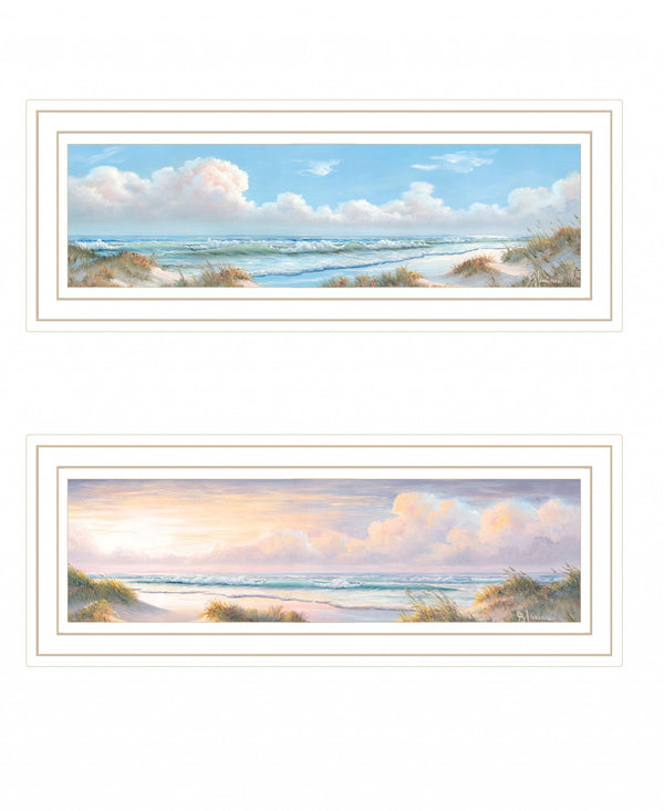 Homeroots Set Of Two Nautical Boat 1 White Framed Print Wall Art  Wood Print 408207