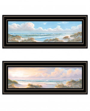 Homeroots Set Of Two Nautical Boat 2 Black Framed Print Wall Art Black And Gold Wood Print 408208