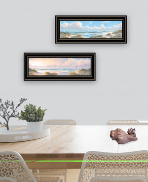 Homeroots Set Of Two Nautical Boat 2 Black Framed Print Wall Art Black And Gold Wood Print 408208