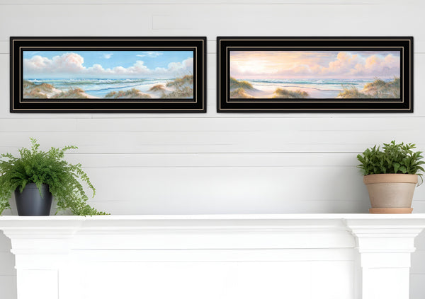 Homeroots Set Of Two Nautical Boat 2 Black Framed Print Wall Art Black And Gold Wood Print 408208