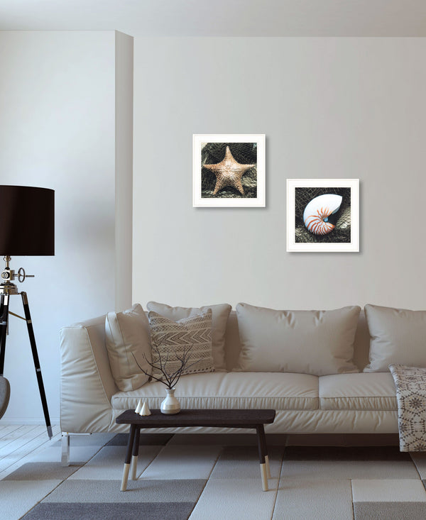 Homeroots Set Of Two Ocean Net White Framed Print Wall Art  Wood Print 408209