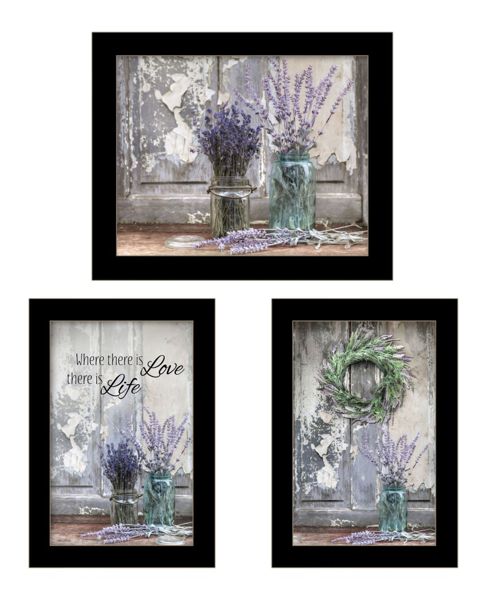 HomeRoots Set of Three Rustic Modern Black Framed Prints – Textured Wood Wall Art for Charming Decor 408211