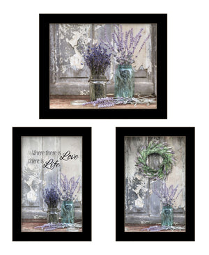 HomeRoots Set of Three Rustic Modern Black Framed Prints – Textured Wood Wall Art for Charming Decor 408211