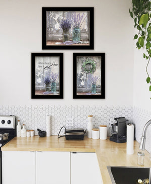 HomeRoots Set of Three Rustic Modern Black Framed Prints – Textured Wood Wall Art for Charming Decor 408211