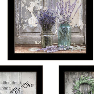 HomeRoots Set of Three Rustic Modern Black Framed Prints – Textured Wood Wall Art for Charming Decor 408211